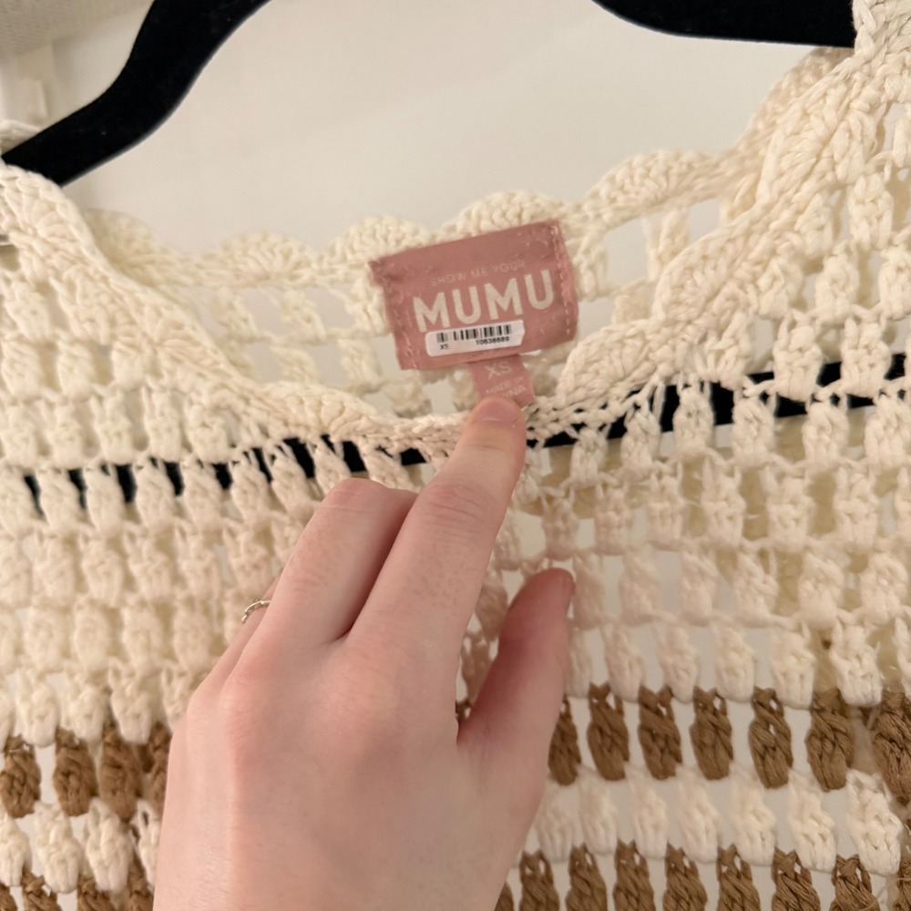 SHOW ME YOUR MUMU Sweeney Mini Dress Swim Coverup Crochet Knit Open Back XS - Picture 3 of 7